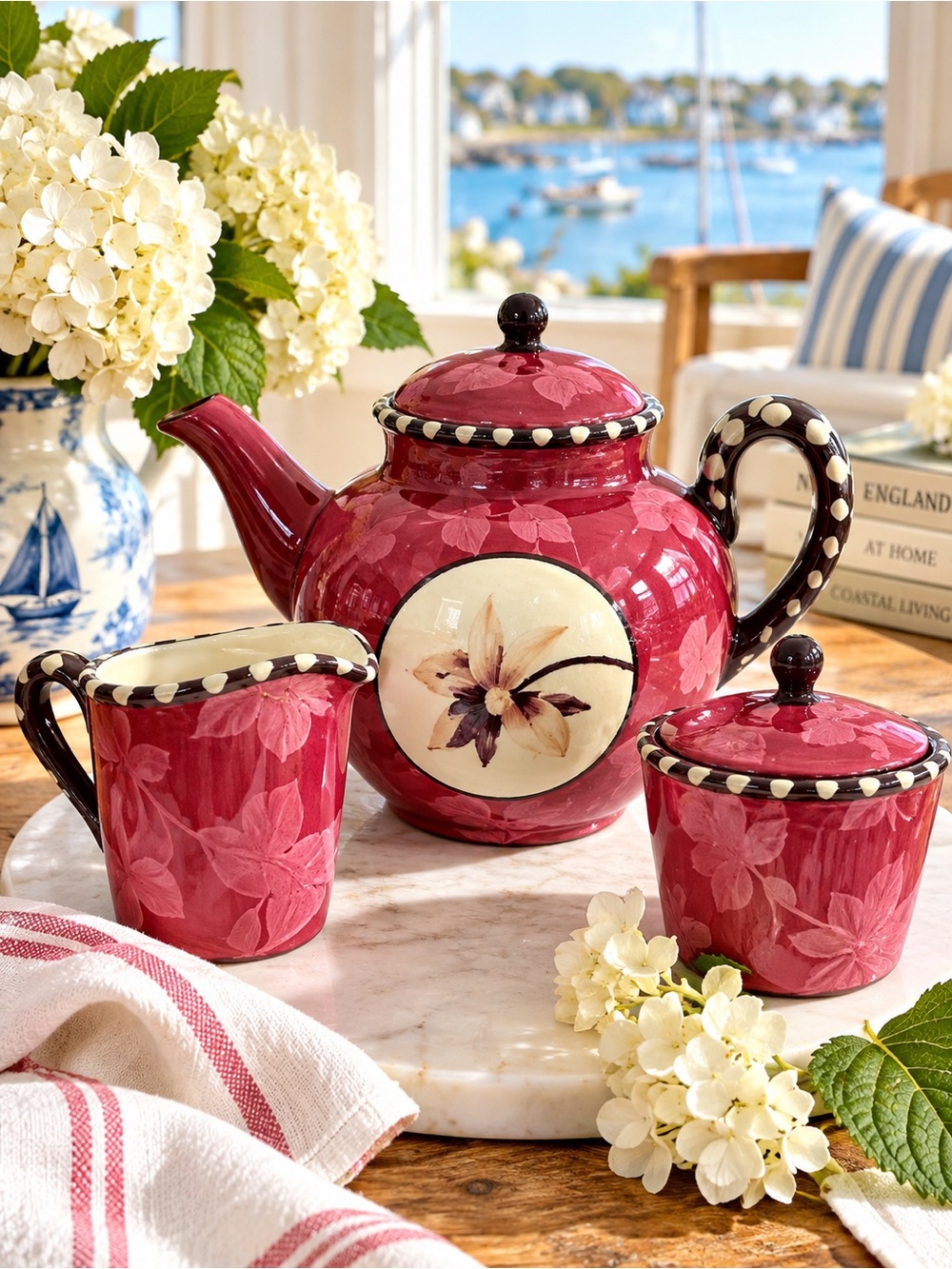 Vintage 2005 Signed Studio Pottery Tea Set | Hand Painted